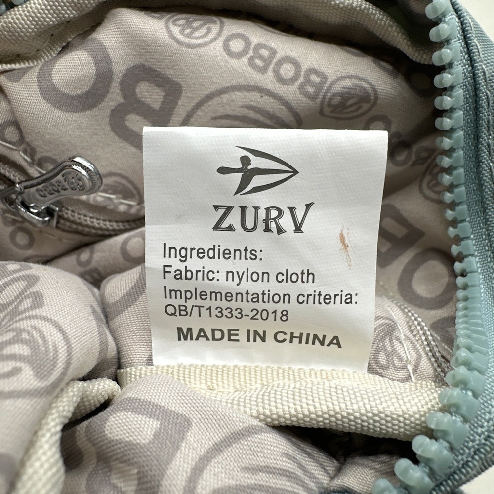 Zurv Bobo Crossbody Bag Green Nylon Multi Pocket Messenger Womens Small - Picture 6 of 7